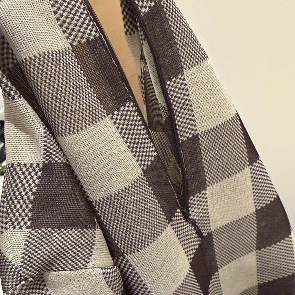 Celine Plaid Shift Dress in Brown and Cream - Women's Dress sz M - Picture 9 of 12